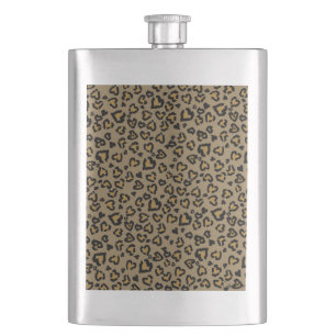Herz-Leopard Muster in natürlichen Farben Flachmann