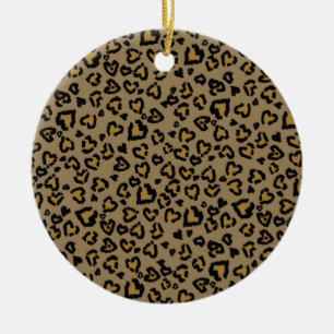 Herz-Leopard Muster in natürlichen Farben Keramik Ornament