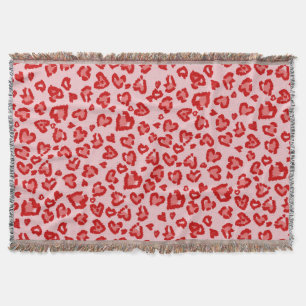 Herz Leopard Muster in Rot auf Blush Decke