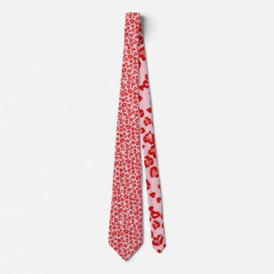 Herz Leopard Muster in Rot auf Blush Krawatte