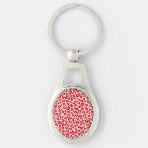 Herz Leopard Muster in Rot auf Blush Schlüsselanhänger