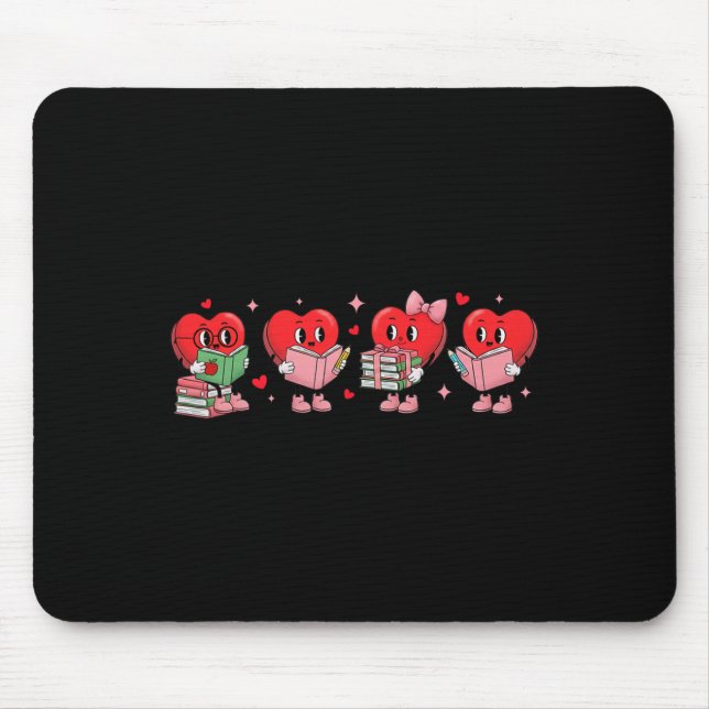 Herz Lesebücher Valentinstag Lehrer Bibliothek Buc Mousepad (Vorne)