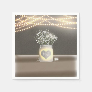Herz leuchtendes Mason-Glas & Baby-Breath-Hochzeit Serviette