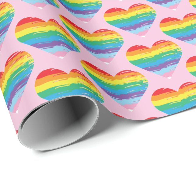 HERZ LGBTQIA Rainbow Pride Liebe Cool Geschenkpapier (Rolleneckpunkt)