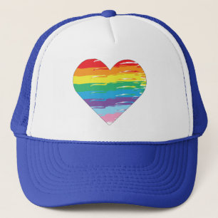 HERZ-LGBTQIA-Regenbogenflagge, Gay Pride Truckerkappe