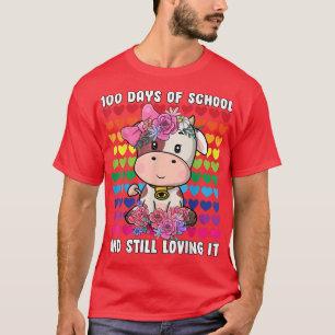 Herz Liebe 100 Tage der Schule Niedliche Kuh Lehre T-Shirt