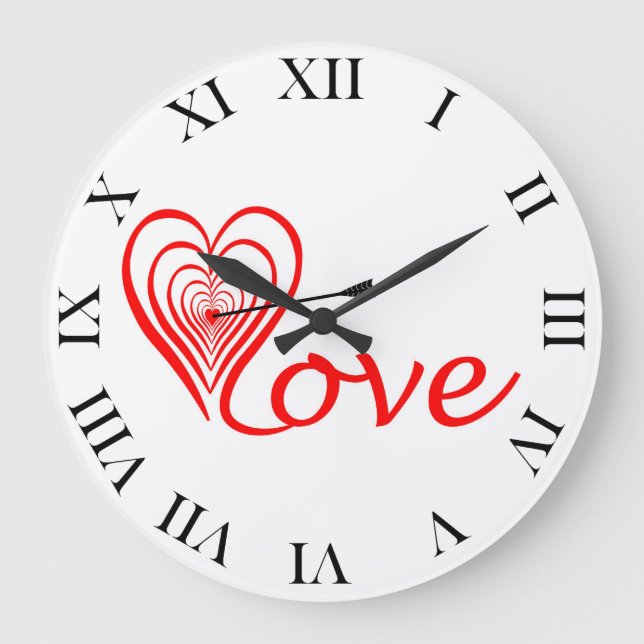 Herz Liebe Dartscheibe mit Pfeil Große Wanduhr (Vorderseite)