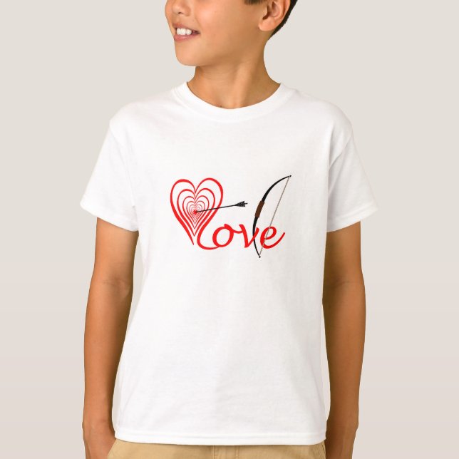 Herz Liebe Dartscheibe mit Pfeil und Bogen T-Shirt (Vorderseite)