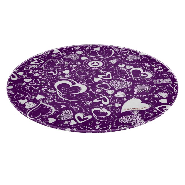 Herz Liebe Doodles Lila Schneidebrett (Ecke)