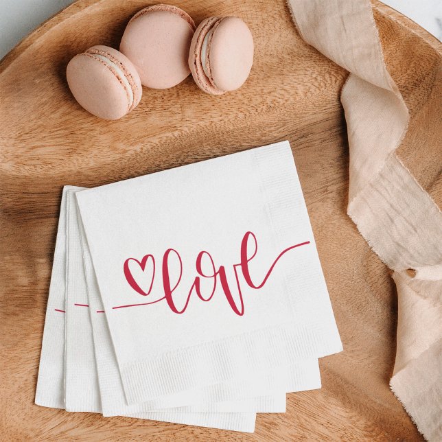 Herz Liebe Handschrift Serviette (Love hand lettered napkin perfect for Valentine's Day or just celebrating Love.)