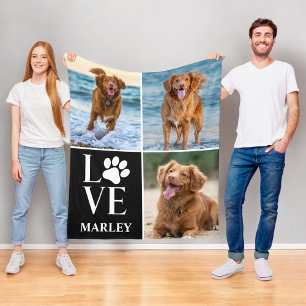 Herz Liebe Hund Liebhaber Name Foto Collage Hausti Fleecedecke