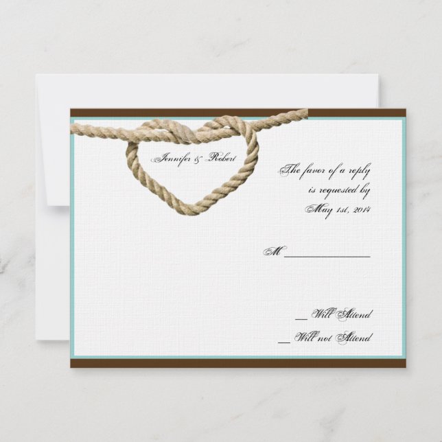 Herz-Liebe Knot Western Hochzeitkarte RSVP Karte (Vorderseite)