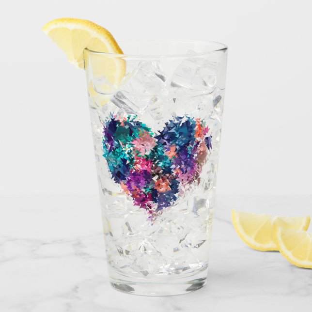 Herz, Liebe, polygonal Glas (Vorderseite Ice)