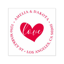 Herz | Liebe Script Round Wedding Rücksendeadresse Permastempel