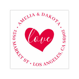 Herz   Liebe Script Round Wedding Rücksendeadresse Permastempel