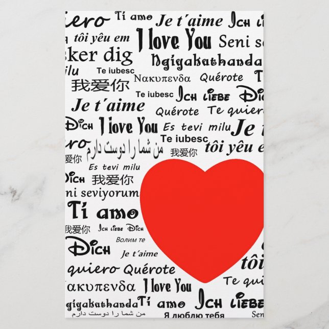 Herz Liebe Sie Briefpapier (Vorderseite)