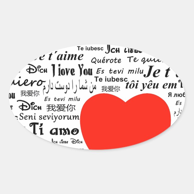 Herz Liebe Sie Ovaler Aufkleber (Vorderseite)