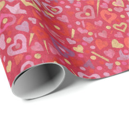 Herz-Liebe Valentines Paper Collage Pattern Red Geschenkpapier