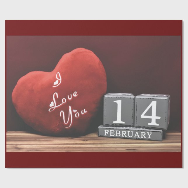 Herz & Liebe Valentinstag Wrapping Paper Geschenkpapier (Flach)