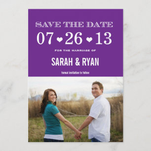 Herz-lila Save the Date Foto-Einladungen
