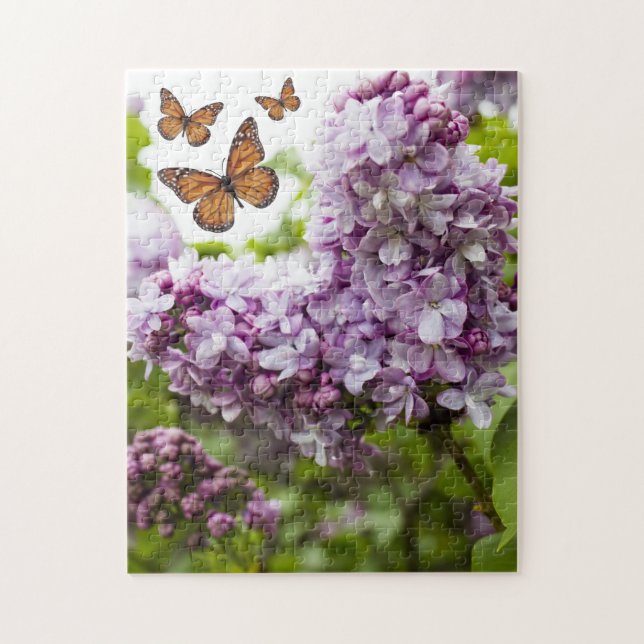 Herz Lilac und Schmetterlinge Puzzle (Vertikal)