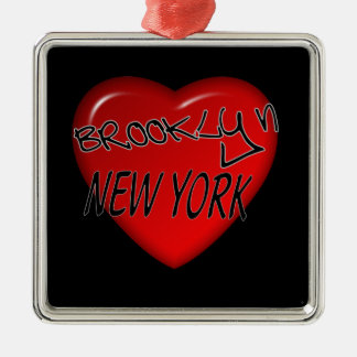 Herz-Logo Brooklyns New York Silbernes Ornament