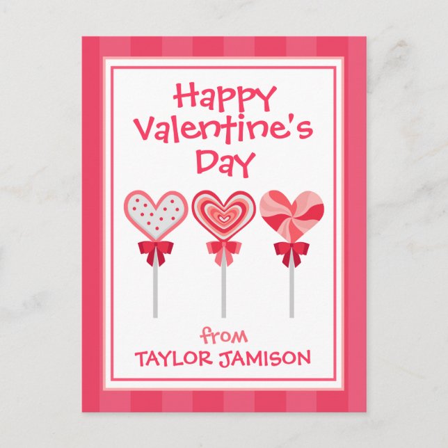 Herz Lollipops Personalisiert Valentinskarte Postkarte (Vorderseite)