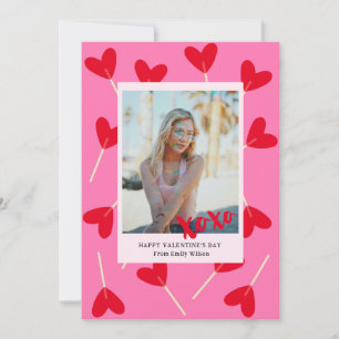 Herz Lutscher Foto XOXO Liebe Valentinstag Feiertagskarte