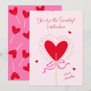 Herz Lutscher Schleife XOXO Süßester Valentinstag Feiertagskarte