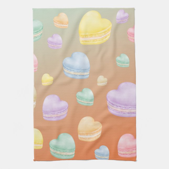 Herz Macarons Geschirrtuch (Vertikal)