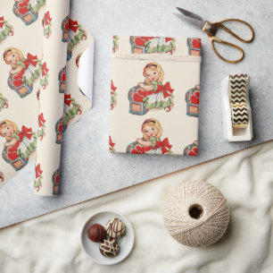 Herz Mädchen Kind Retro Süße Kinder Geschenkpapier