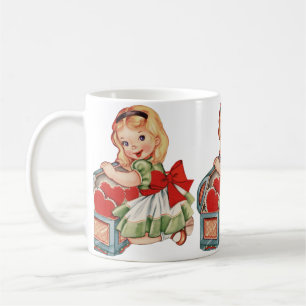 Herz Mädchen Kind Retro Süße Kinder Kaffeetasse