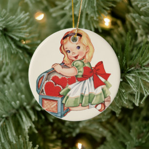 Herz Mädchen Kind Retro Süße Kinder Keramik Ornament