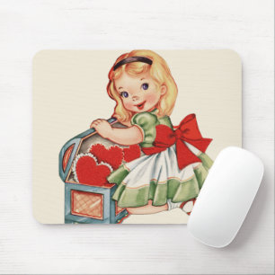 Herz Mädchen Kind Retro Süße Kinder Mousepad