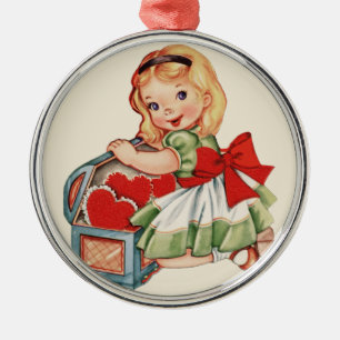 Herz Mädchen Kind Retro Süße Kinder Ornament Aus Metall