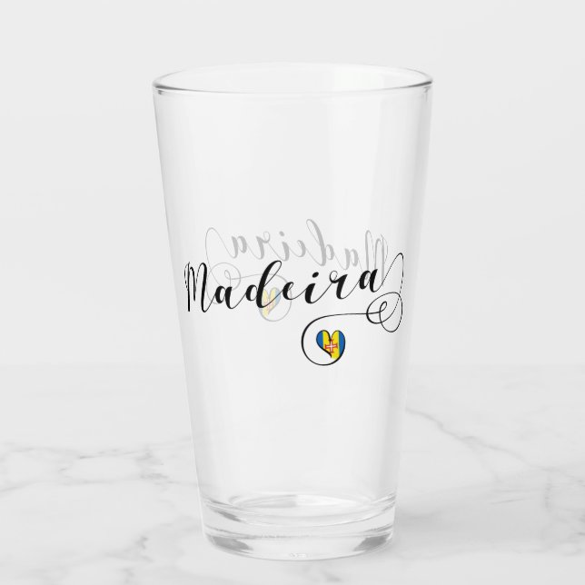Herz Madeira Flag, I Liebe Madeira, Portugal Glas (Rückseite)