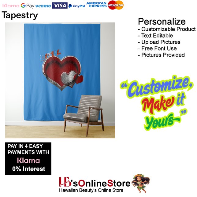 Herz Magic Blue Business Tapestry Extra-Large Wandteppich (Heart Magic Blue Business Tapestry Extra-Large.)