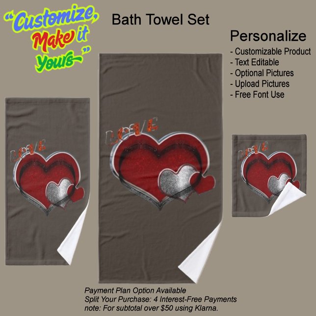 Herz Magic Brown Badezimmer Handtuchhandtuch Set (Heart Magic Bathroom Towel Set Featuring a Brown Background.)