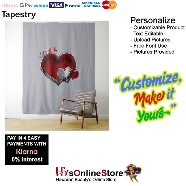 Herz Magic Graue Business Tapestry Extra-Large Wandteppich (Heart Magic Gray Business Tapestry Extra-Large.)