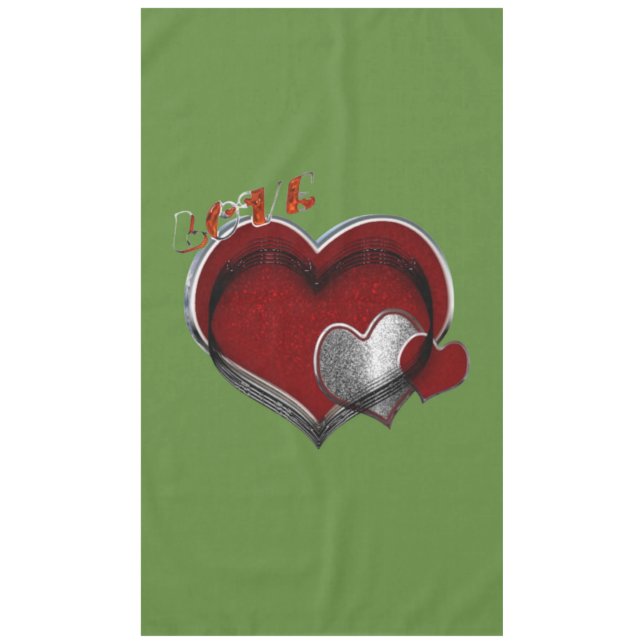 Herz Magic Green Cotton Tableclout Tischdecke (Vorderseite)