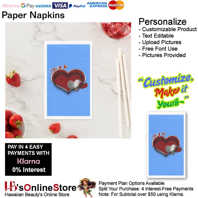 Herz Magic Light Blue Paper Napkin Gast Handtuch Serviette (Love Hearts Light Blue Paper Napkin Guest Towel.)