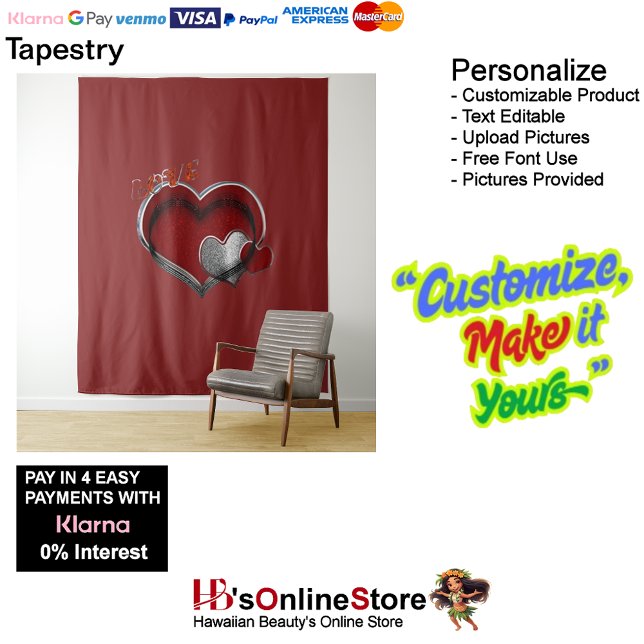 Herz Magic Red Business Tapestry Extra groß Wandteppich (Heart Magic Red Business Tapestry Extra-Large.)