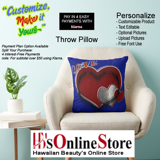 Herz Magic Royal Blue Throw Kissen (Heart Magic Love Small Square Polyester Royal Blue Throw Pillow.)