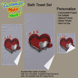 Herz Magic Silver Grau Badezimmer Handtuchhandtuch Badhandtuch Set