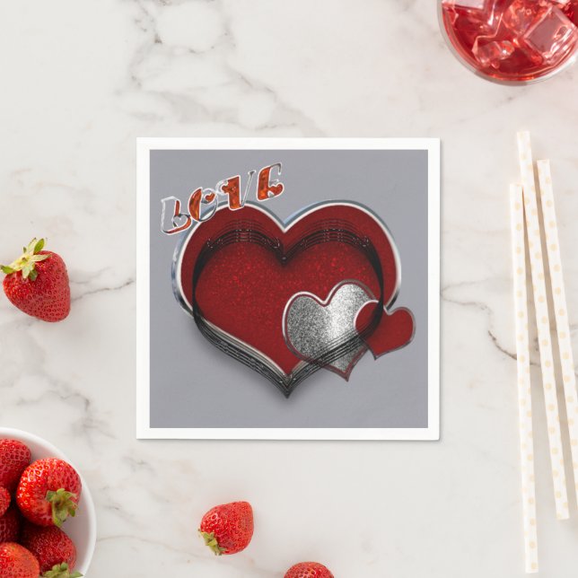 Herz Magic Silver Gray Napkin Standard Cocktail Serviette (Beispiel)