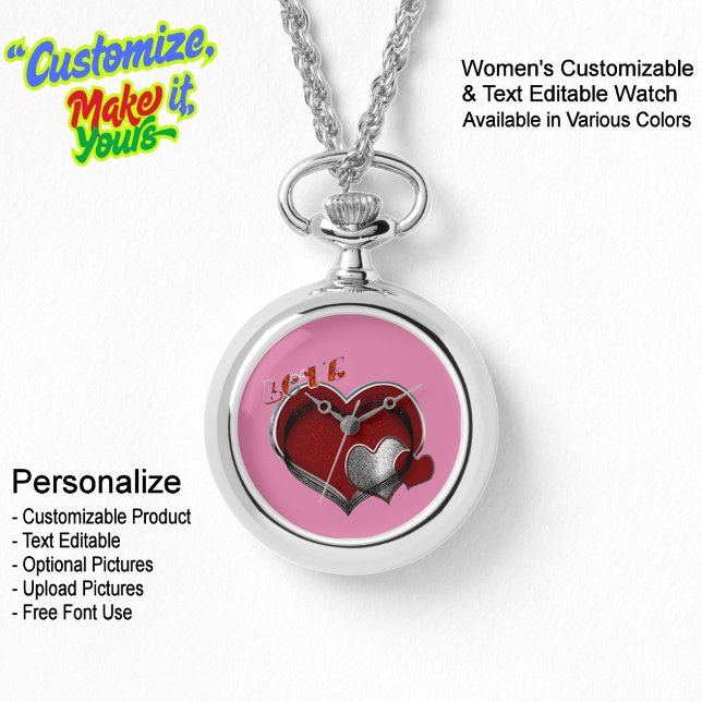 Herz Magic Silver Necklace Pink Face ansehen Armbanduhr (Women's Heart Magic Silver Necklace Watch Featuring a Pink Face.)