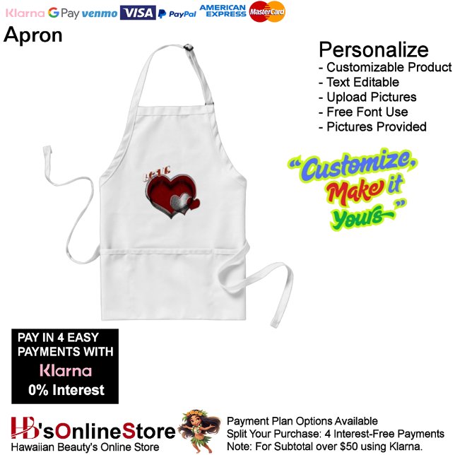 Herz Magic Standard Schürze (Love Heart White Kitchen Cooking Mess Free Apron.
)