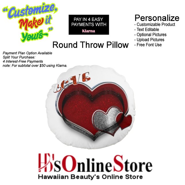 Herz Magic White Polyester Round Throw Kissen (Heart Magic Polyester Round Throw Pillow with White Background.)