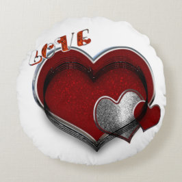 Herz Magic White Polyester Round Throw Kissen