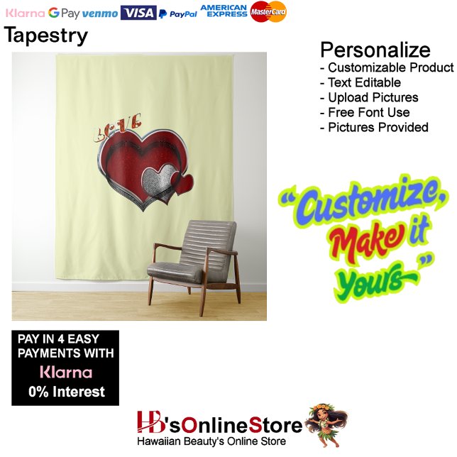 Herz Magic Yellow Business Tapestry Extra-Large Wandteppich (Heart Magic Yellow Business Tapestry Extra-Large.)